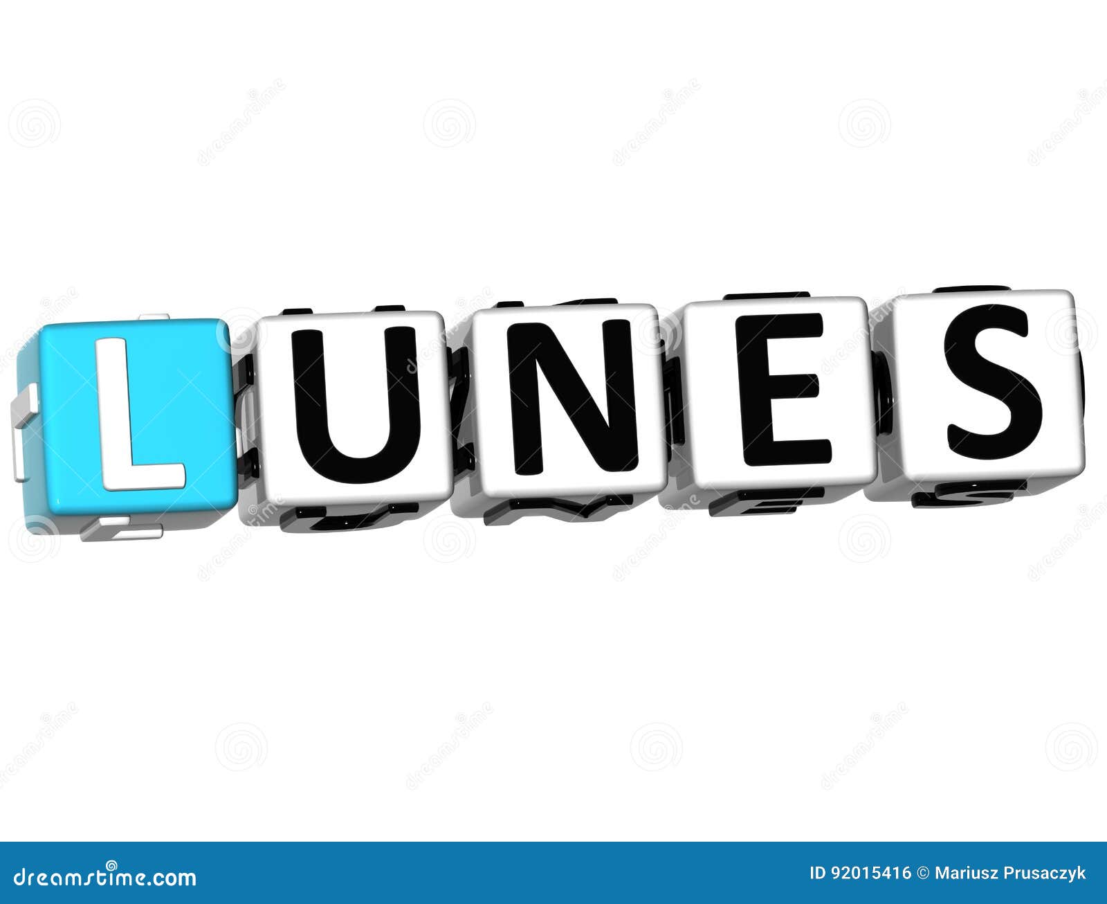 3d lunes block text on white background