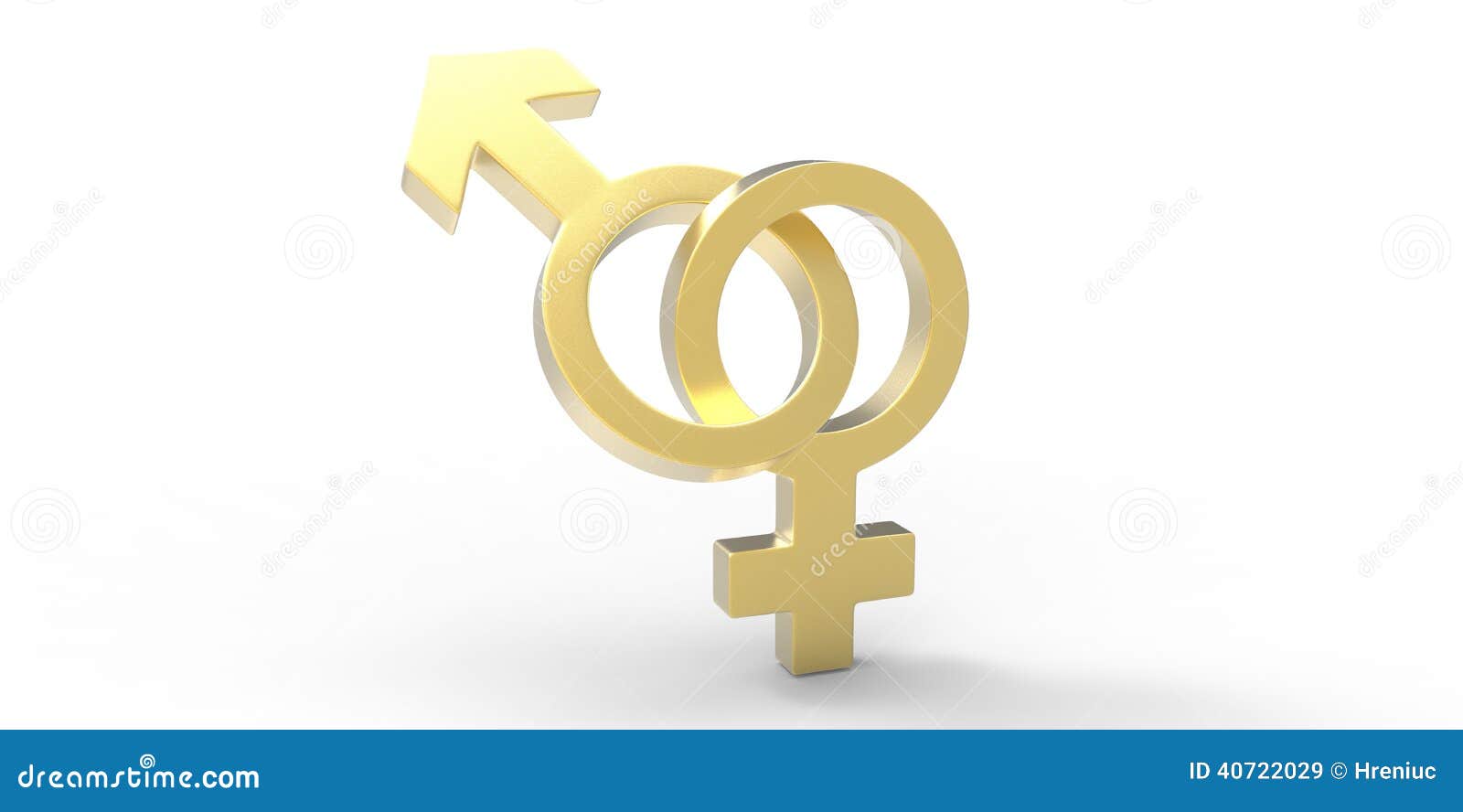 3d Male Men And Female Woman Sex Symbols Golden Over