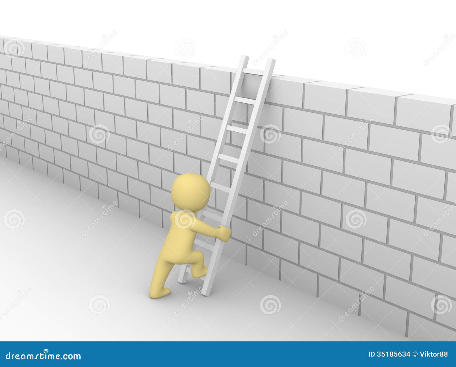 3d Man Climbing On The Brick Wall Stock Images Image 35185634