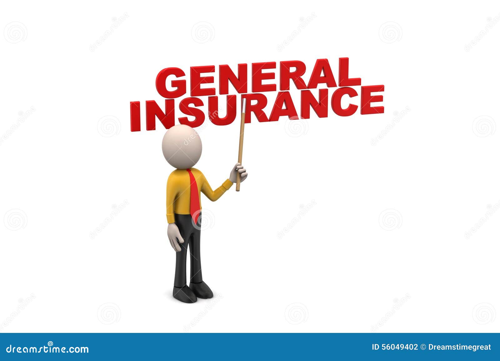 3d Man With General Insurance Text Stock Illustration - Image: 56049402