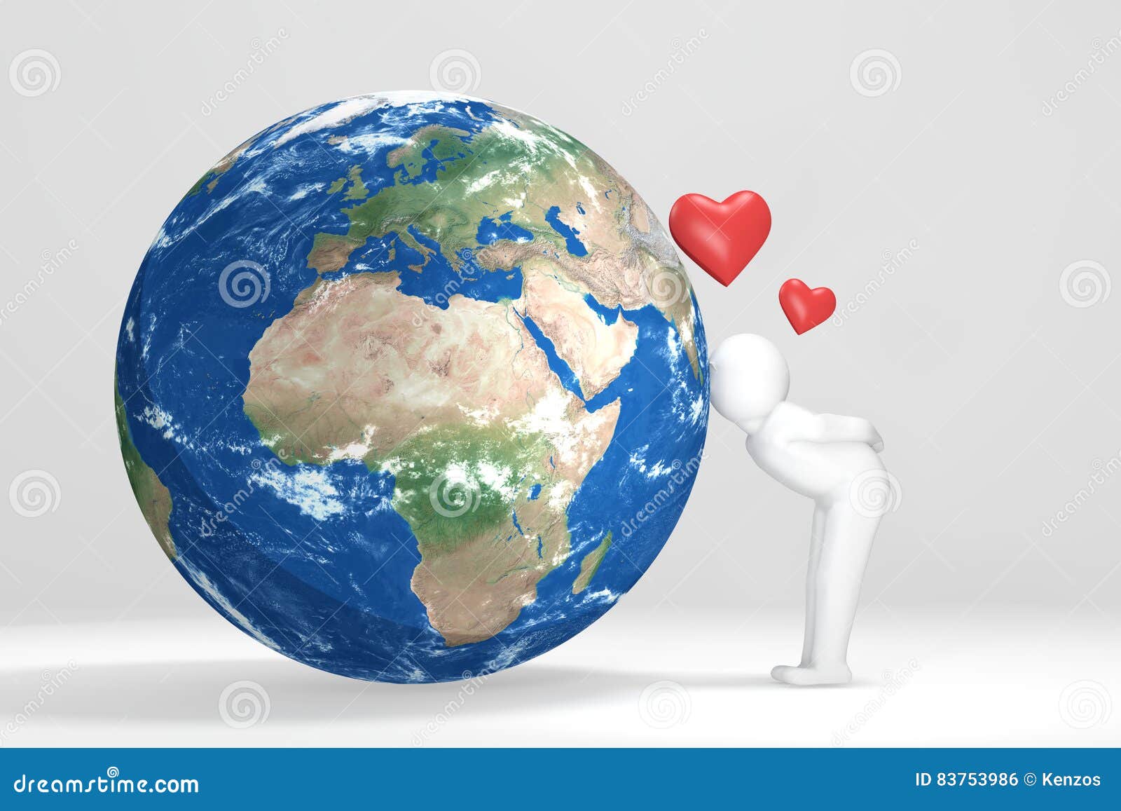 3D Man Kisses Earth North And South America Stock Photography 79995782