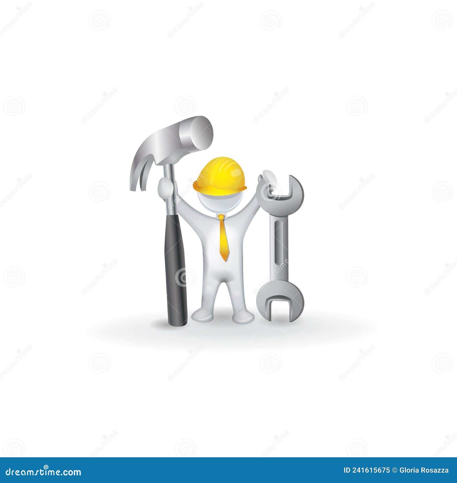 3d man people with a hammer and wrench  logo