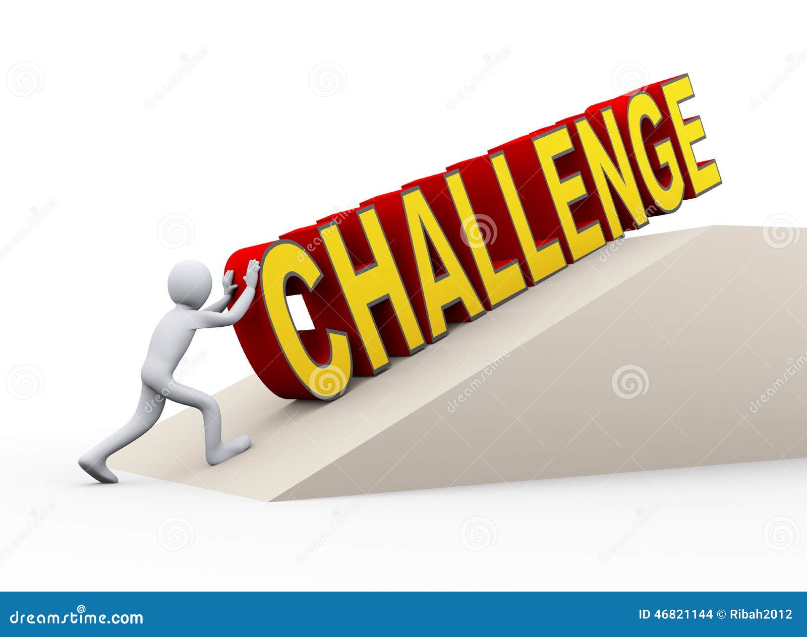 3d Man Pushing Challenge Word Stock Illustration - Illustration of ...
