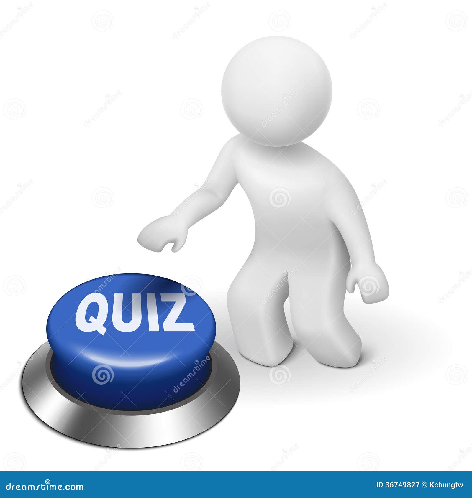 3d Man Is Pushing The Quiz Button Stock Vector Image 36749827