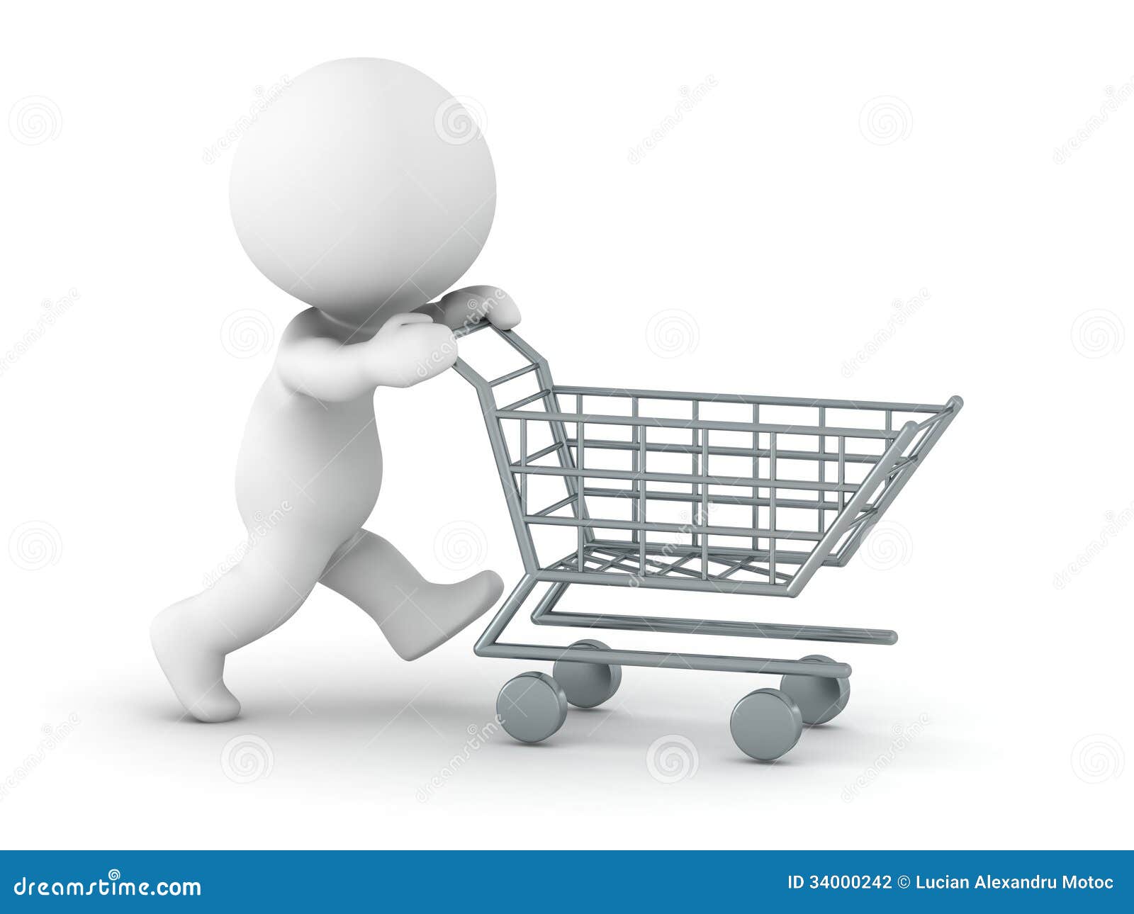 Man Pushing A Shopping Cart Empty Stock Photo 19880286