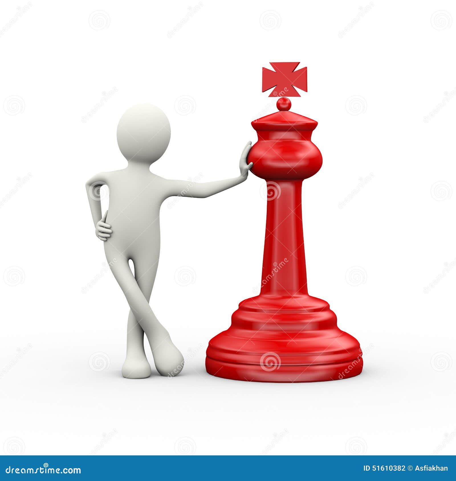 3d Man with Red Big Chess Piece Stock Illustration - Illustration of ...