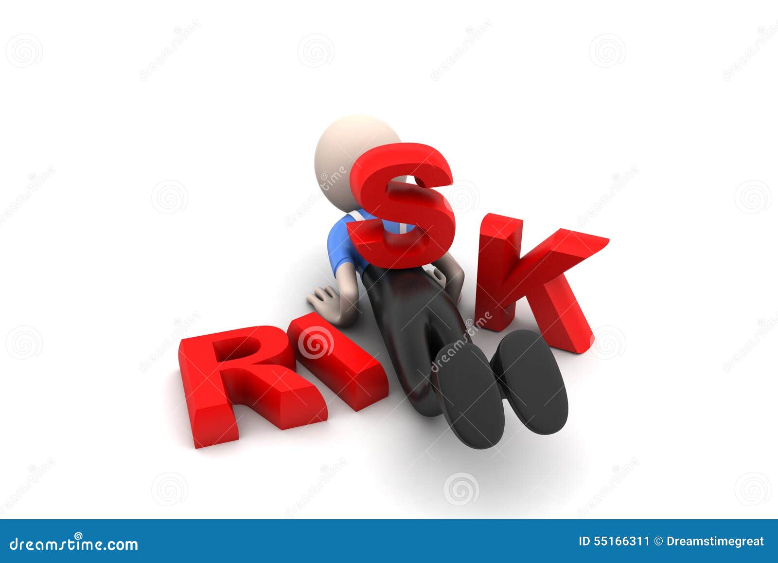 3d man with risk stock illustration. Illustration of business - 55166311