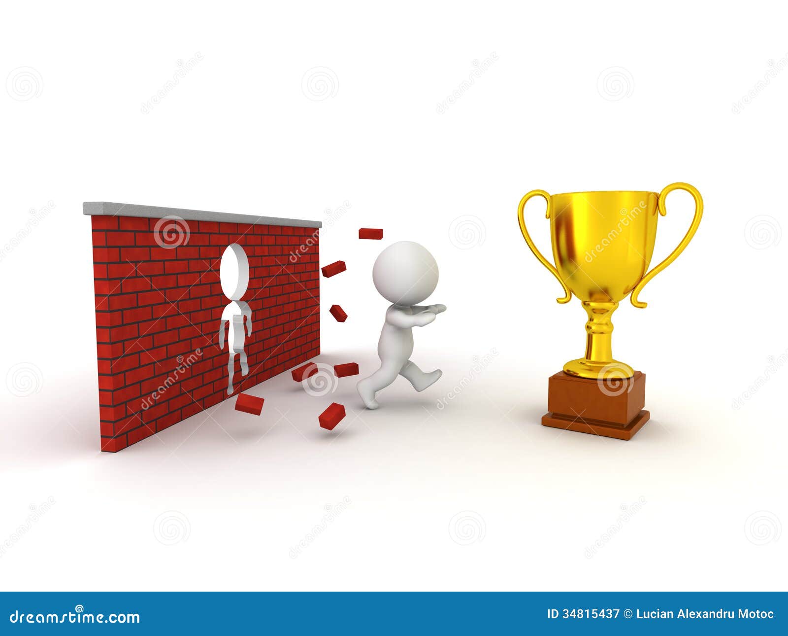 Man Running Through A Brick Wall RoyaltyFree Stock Photography 51838751