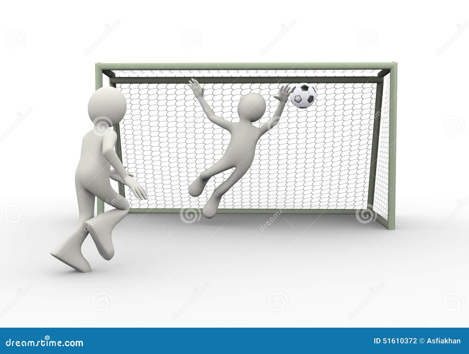 3d Man Striking Football Soccer Ball Into Goal Illustration Megapixl