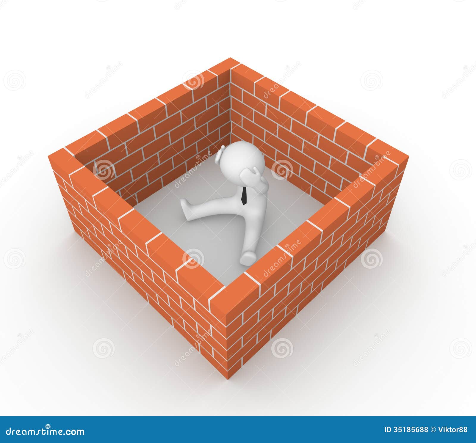 3d Man Surrounded By The Brick Wall Stock Photography CartoonDealer