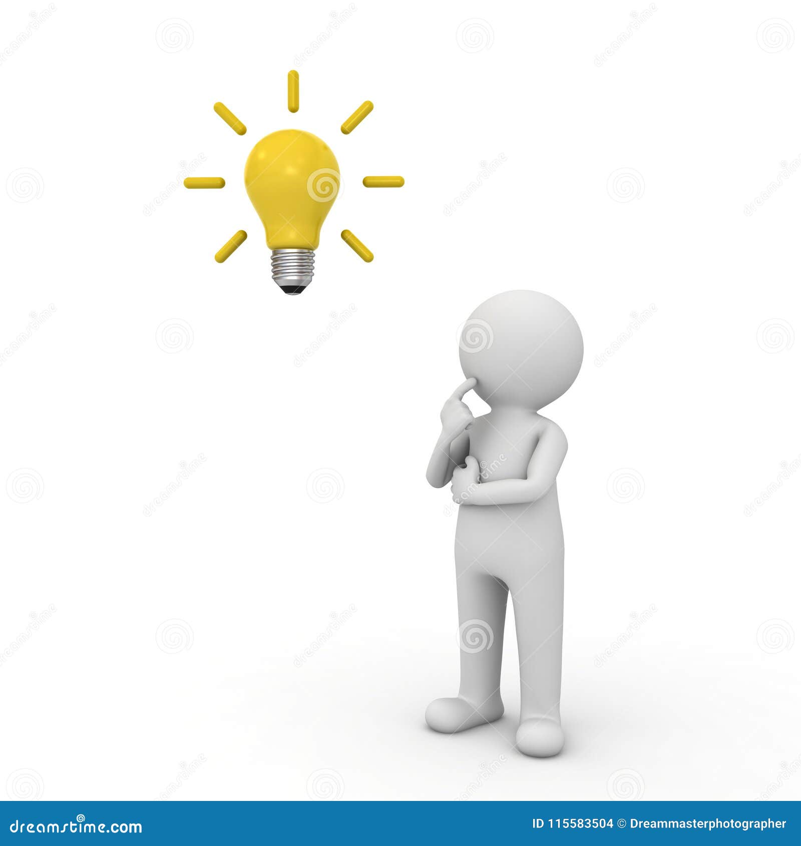 Repaste Læge dø 3d Man Thinking with Idea Bulb Above His Head Isolated Over White  Background Stock Illustration - Illustration of innovation, clever:  115583504