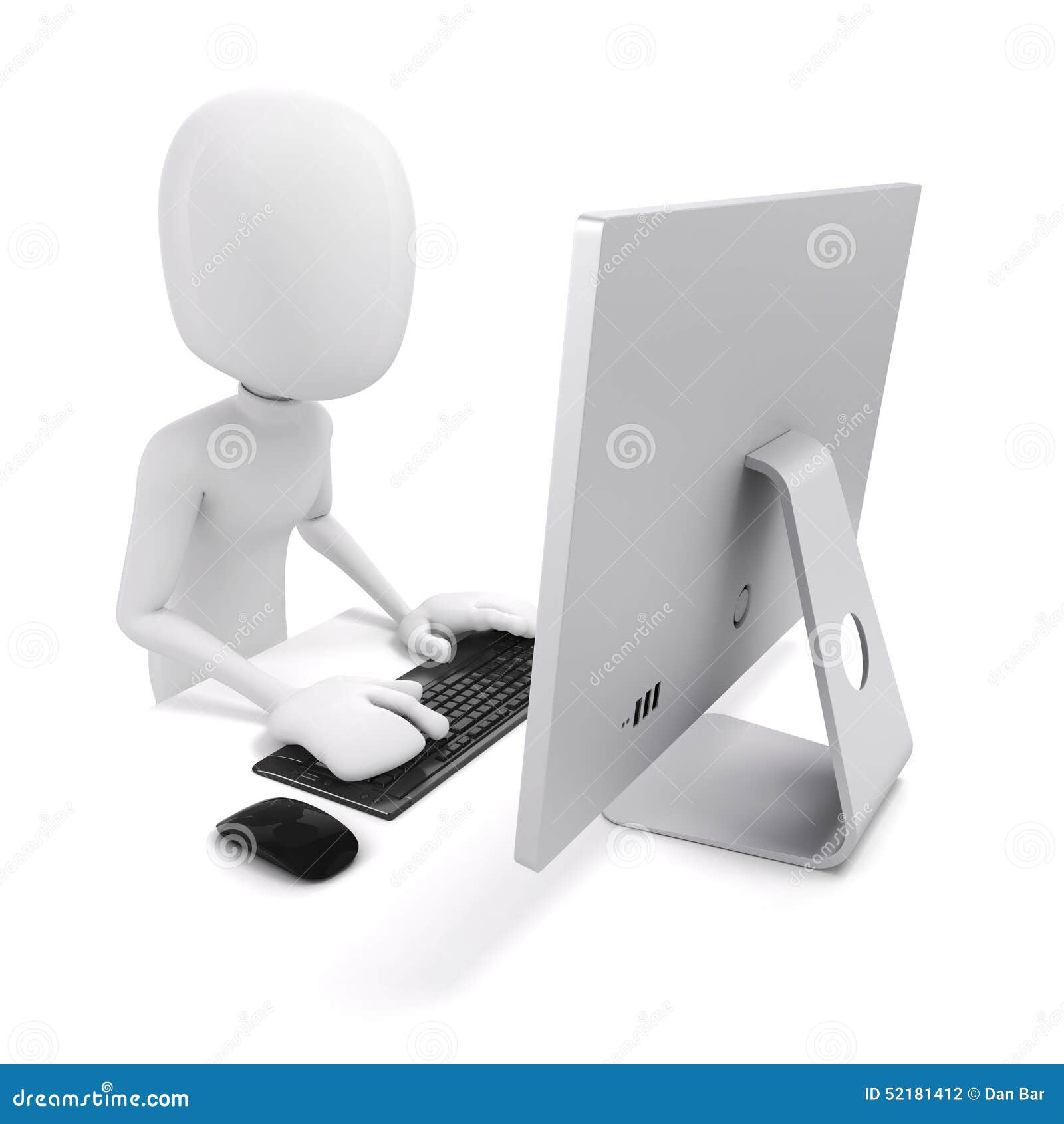 3d Man Working On Computer Stock Illustration - Image 