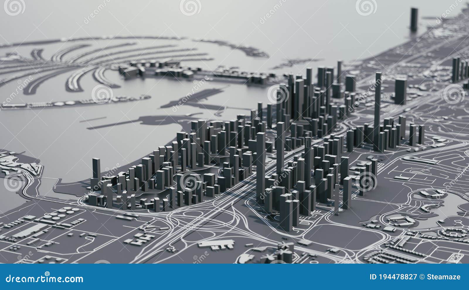Dubai city 3d map. stock illustration. Illustration of promoting
