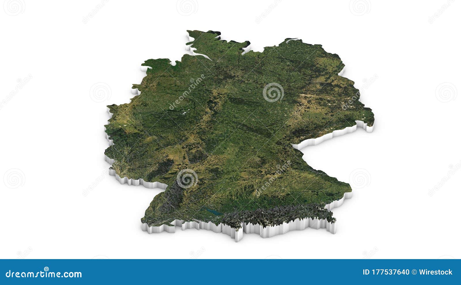 A 3D Map of Germany. Map of Germany Land Border with Flag. Germany Map