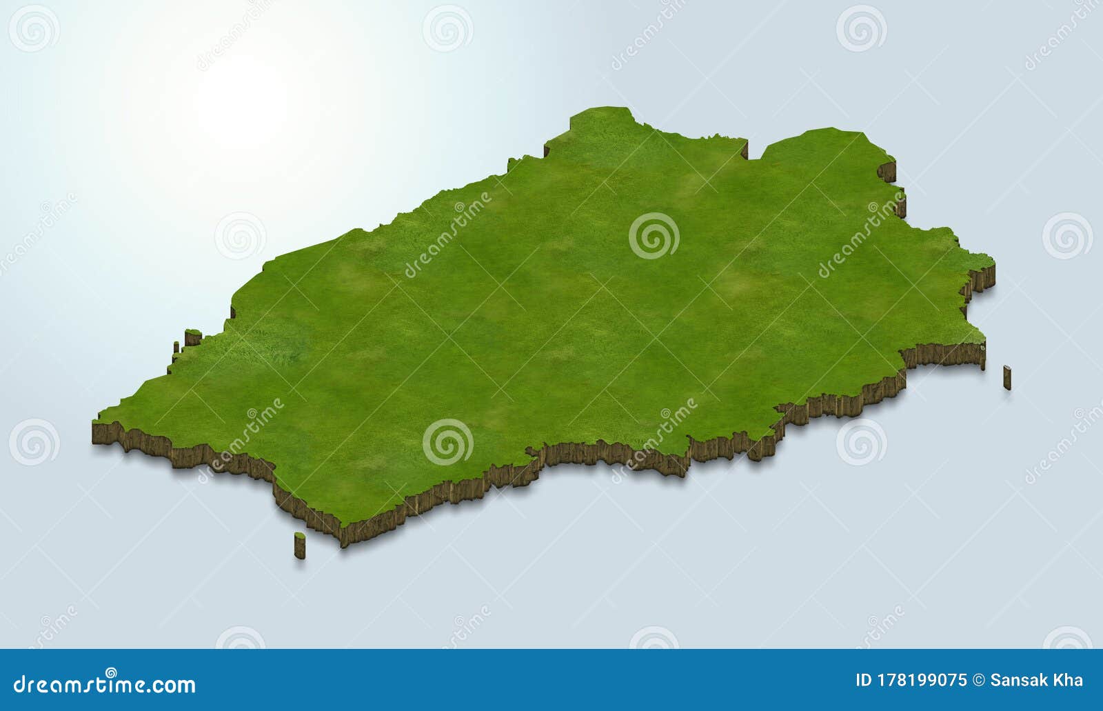 3d map green of sthelena on white background