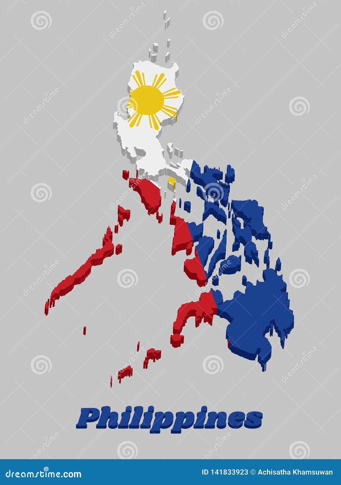 3d Map Outline And Flag Of Philippines A Horizontal Bicolor Of Blue And Red With A White Equilateral Triangle Based At The Hoist Stock Vector Illustration Of Backdrop Effect 141833923