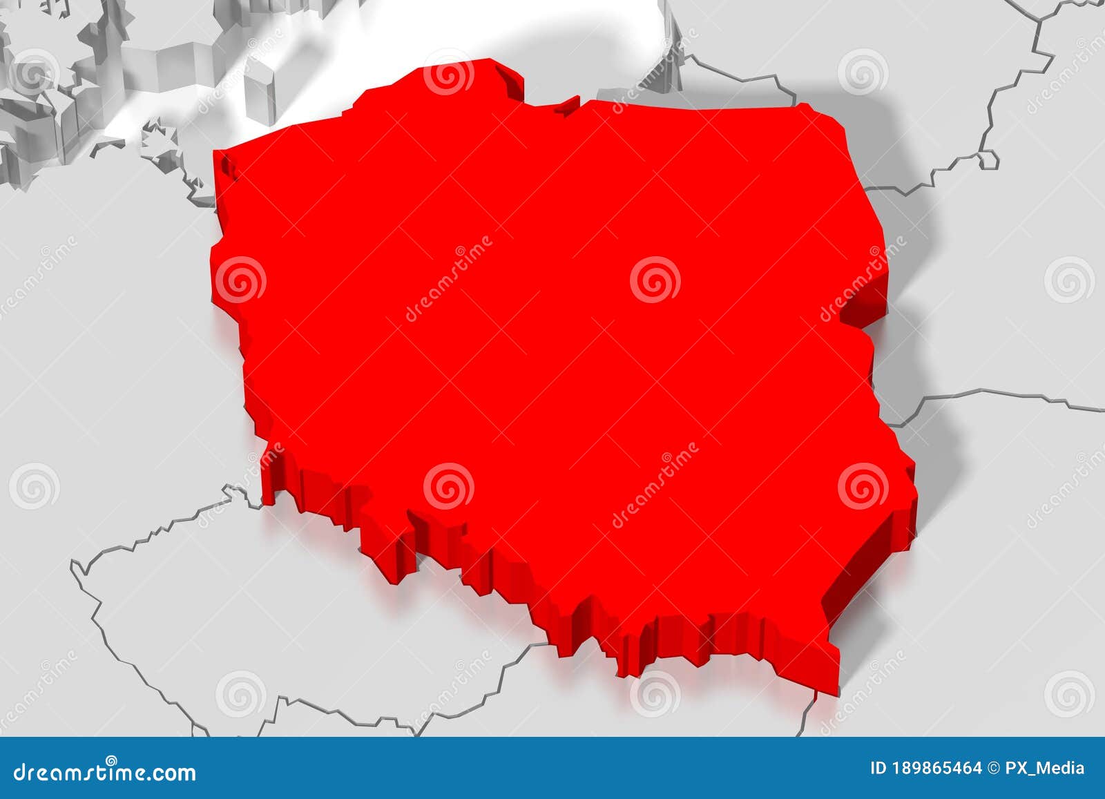 Poland Political Map, Red Country Shape, Borders Stock Illustration