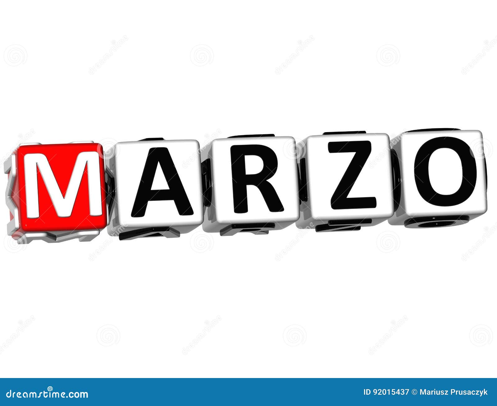 3d marzo block text on white background