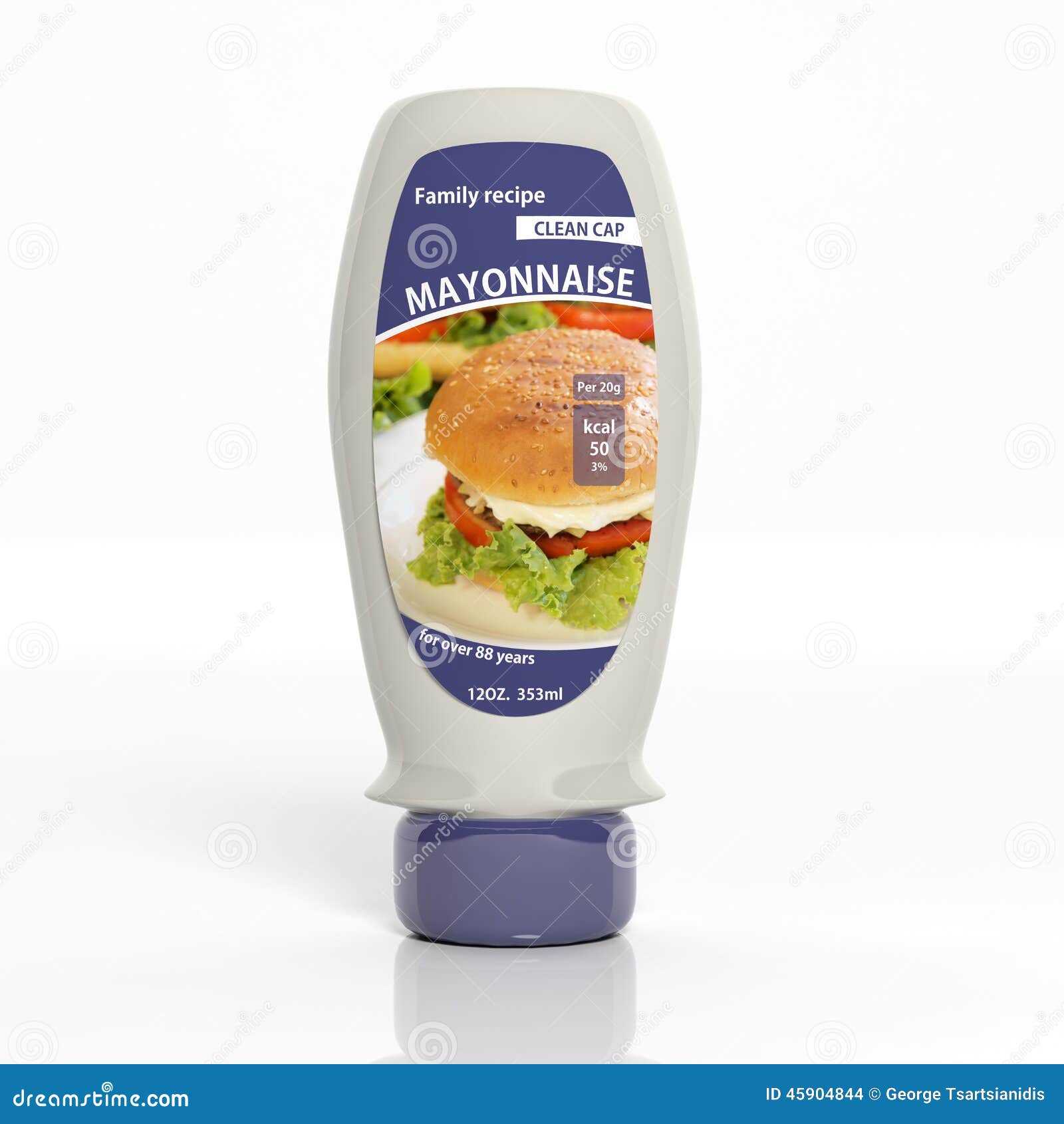 3D Mayonnaise Plastic White Bottle Stock Photography 45904844