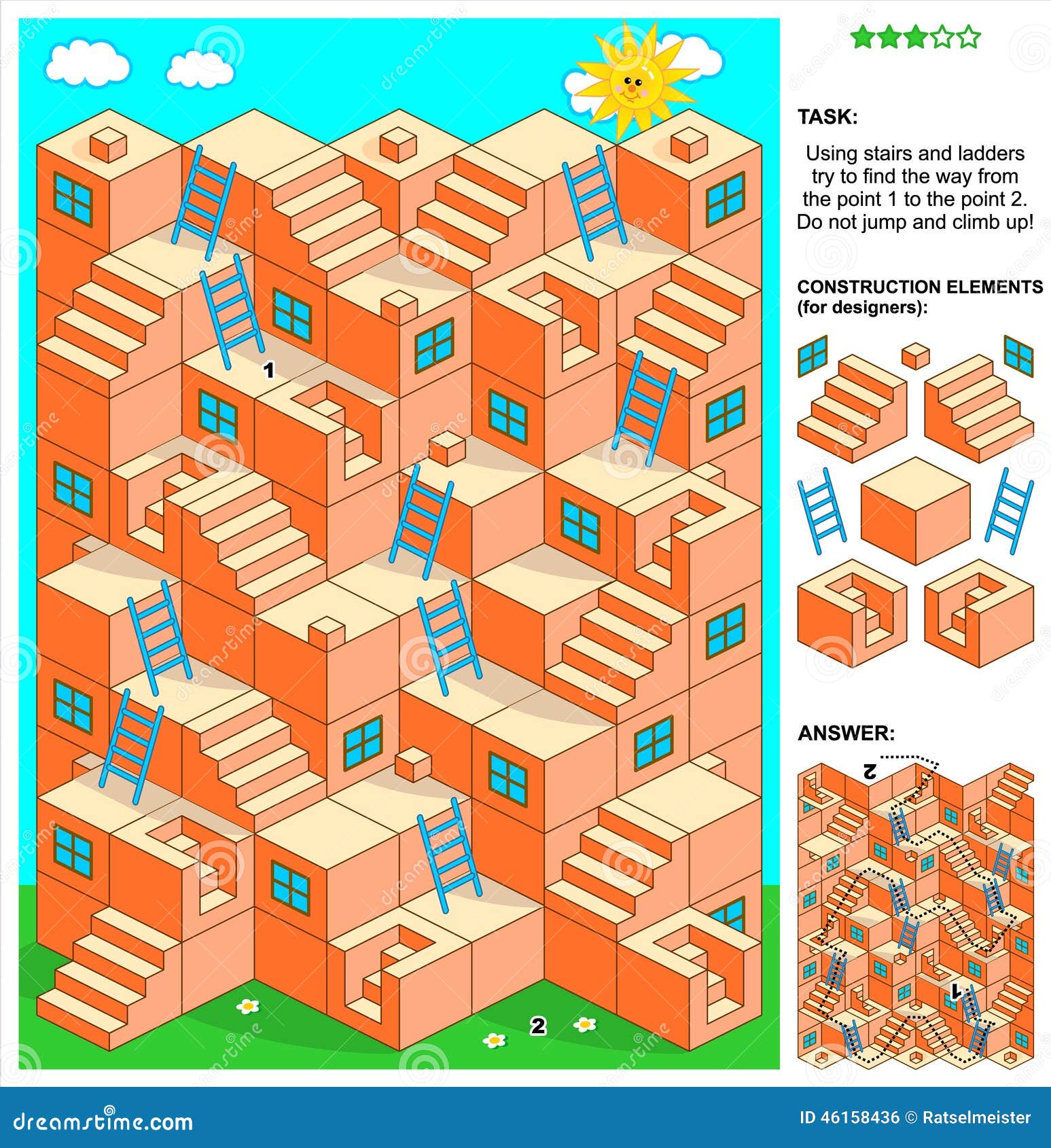 3d maze game with stairs and ladders