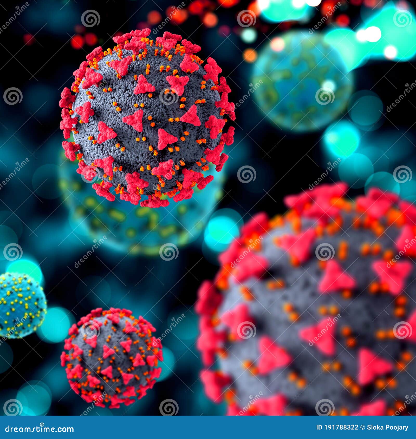 3D Medical Background With Covid 19 Virus Cells,corona