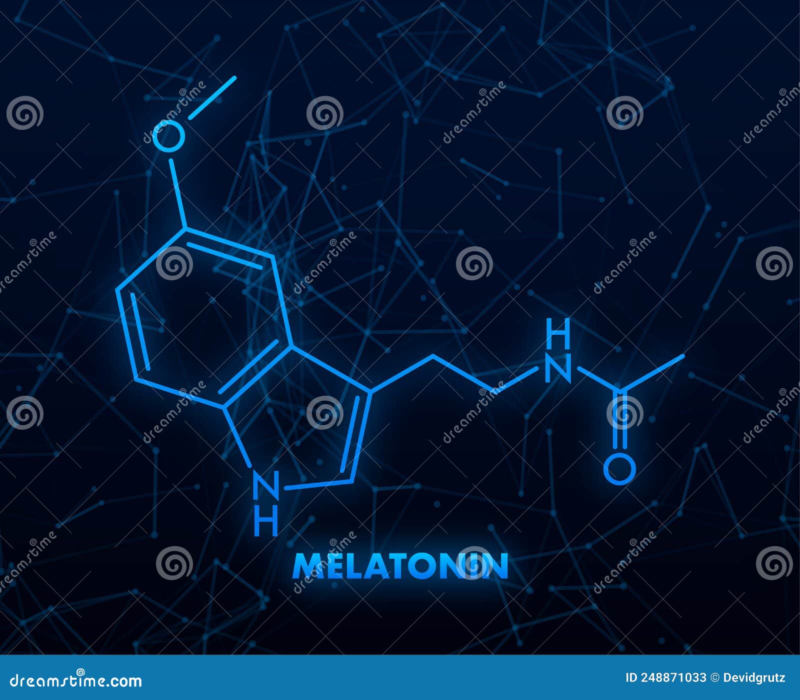 3d melatonin formula. neon icon.   