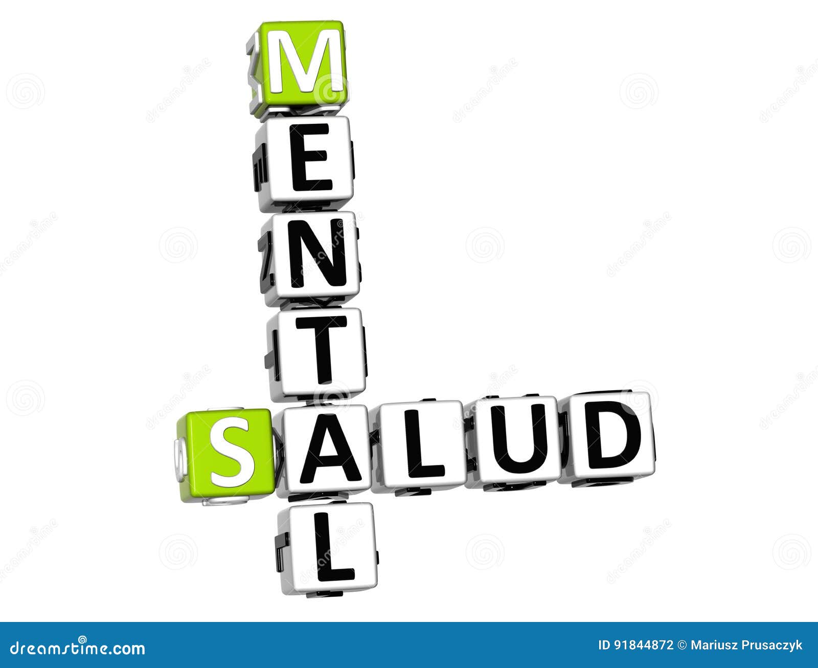 3d mental health mental salud crossword on white background