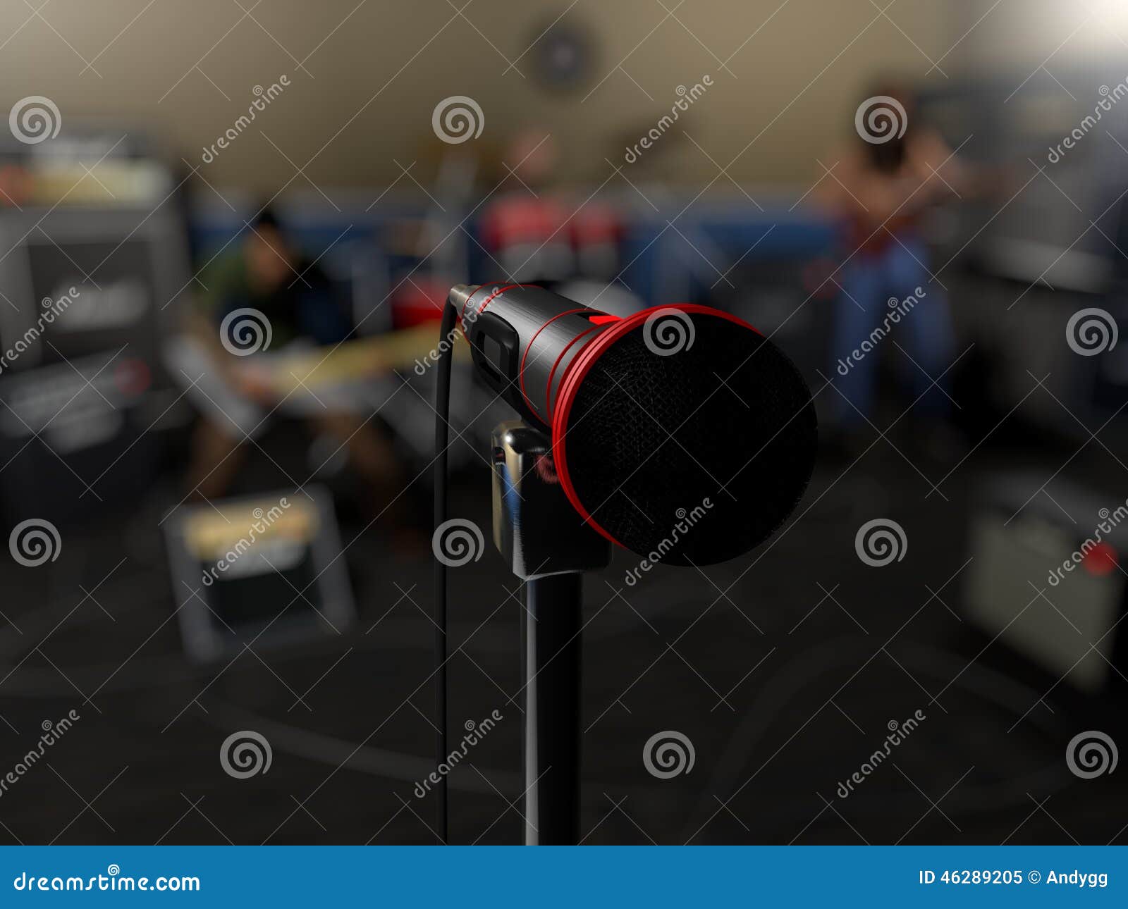 3D Microphone and Band Render Stock Image Image of microphone