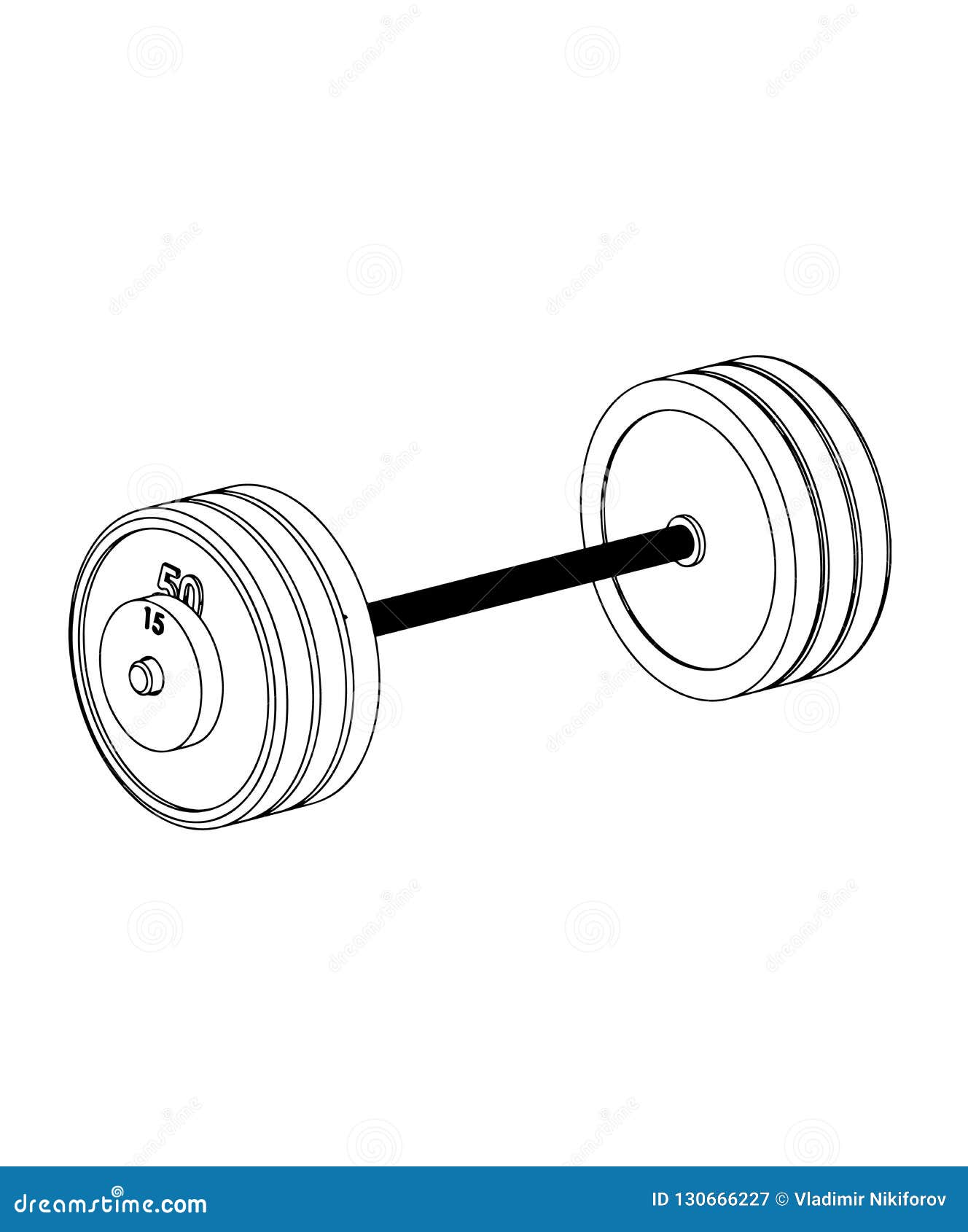 3d Model of Barbell on a White Stock Vector Illustration of center