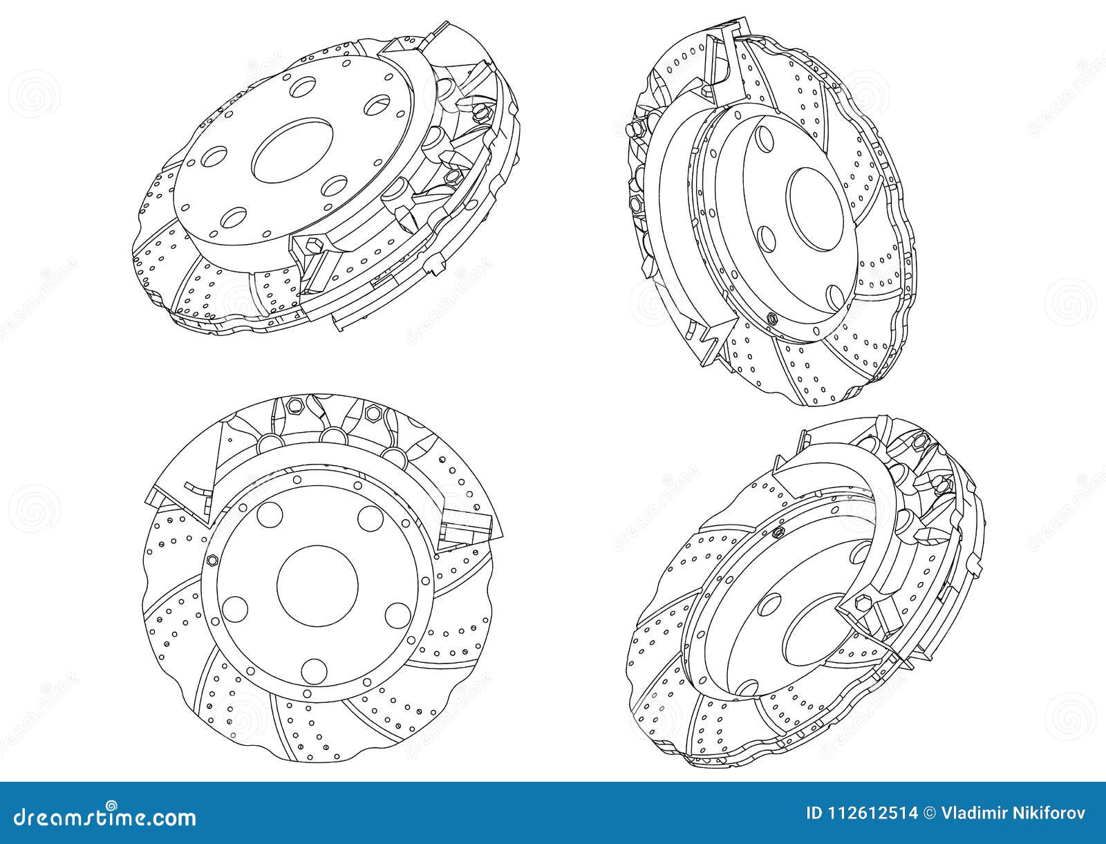 3d model of the brake disc stock vector. Illustration of mechanic