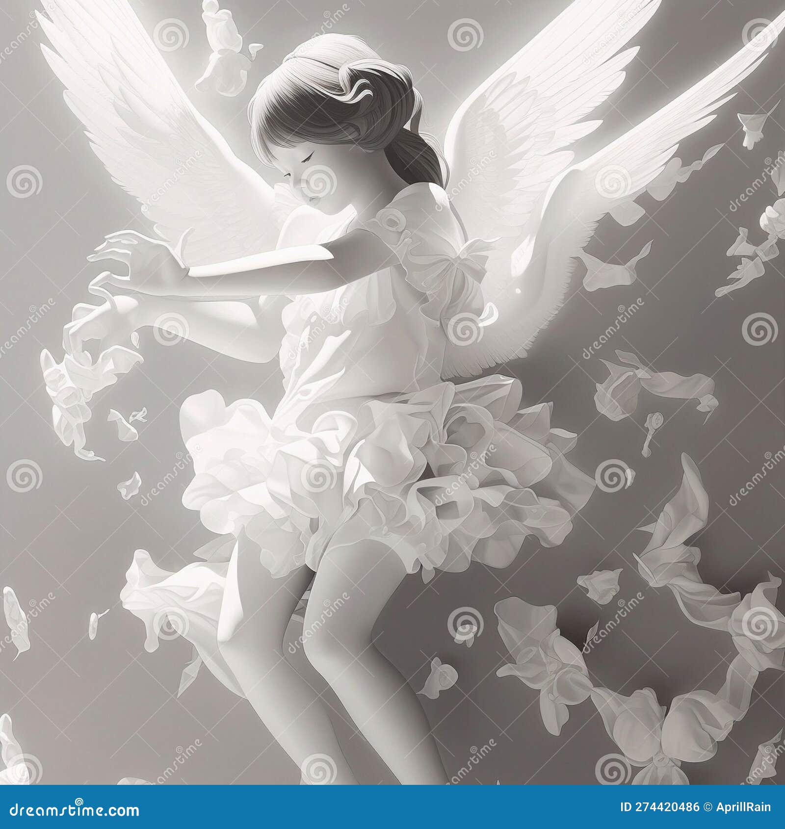 3d model enfant angel , white color, tranquility