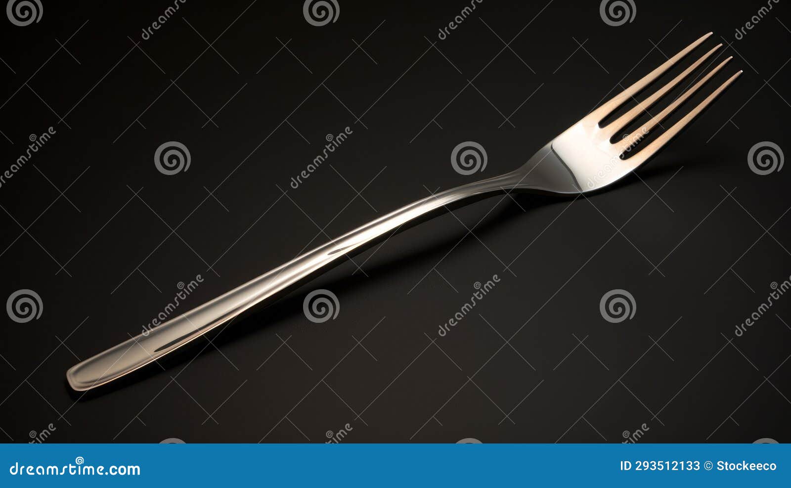 sleek chrome-plated fork on black background - uhd image