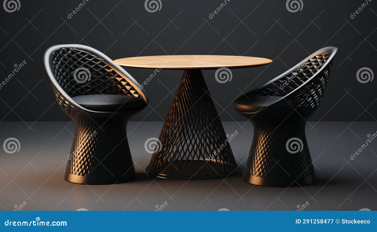 dynamic brushwork dining table chair set with metallic rotation