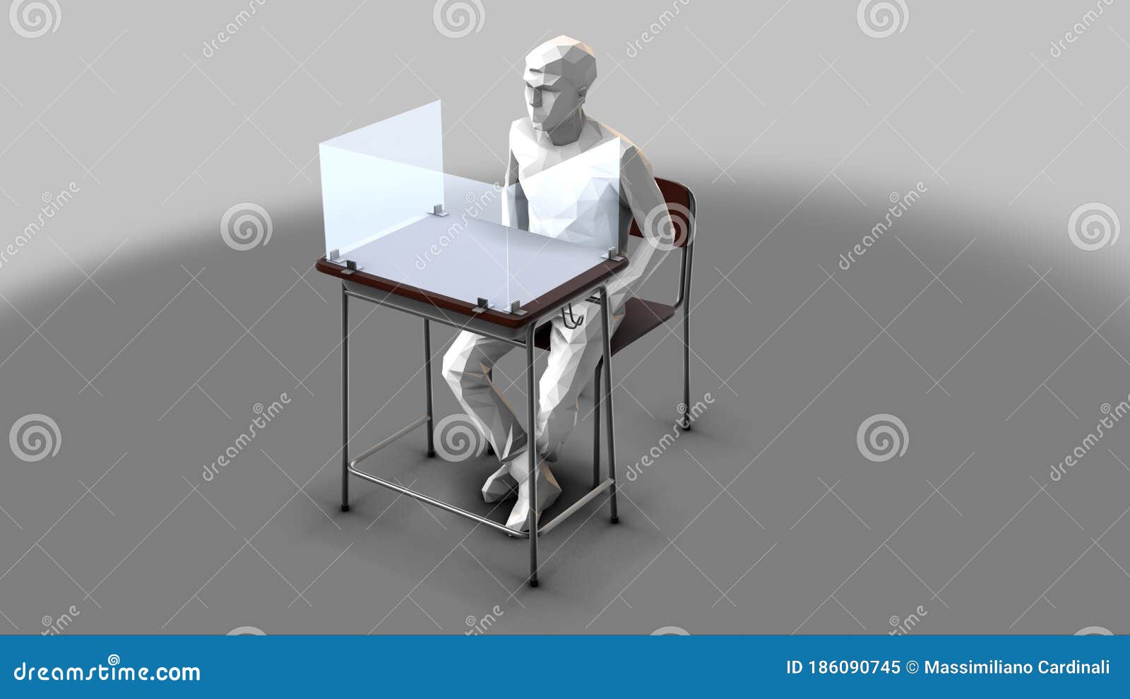School Desk with Plexiglass Dividers Rotation Loop Student Stock