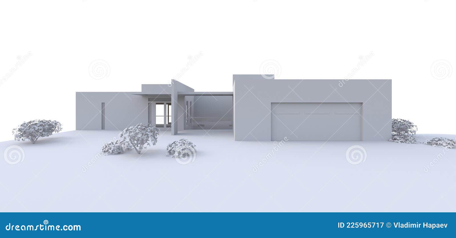 3d Modern House, on White Background. 3d Illustration. Stock
