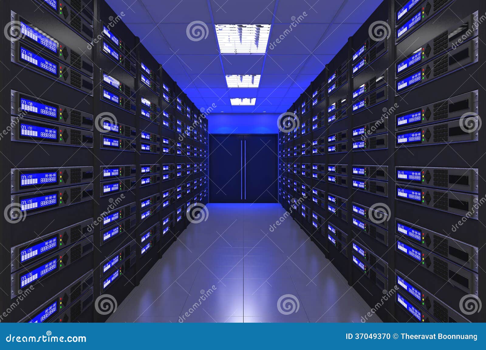 3d modern interior of server room
