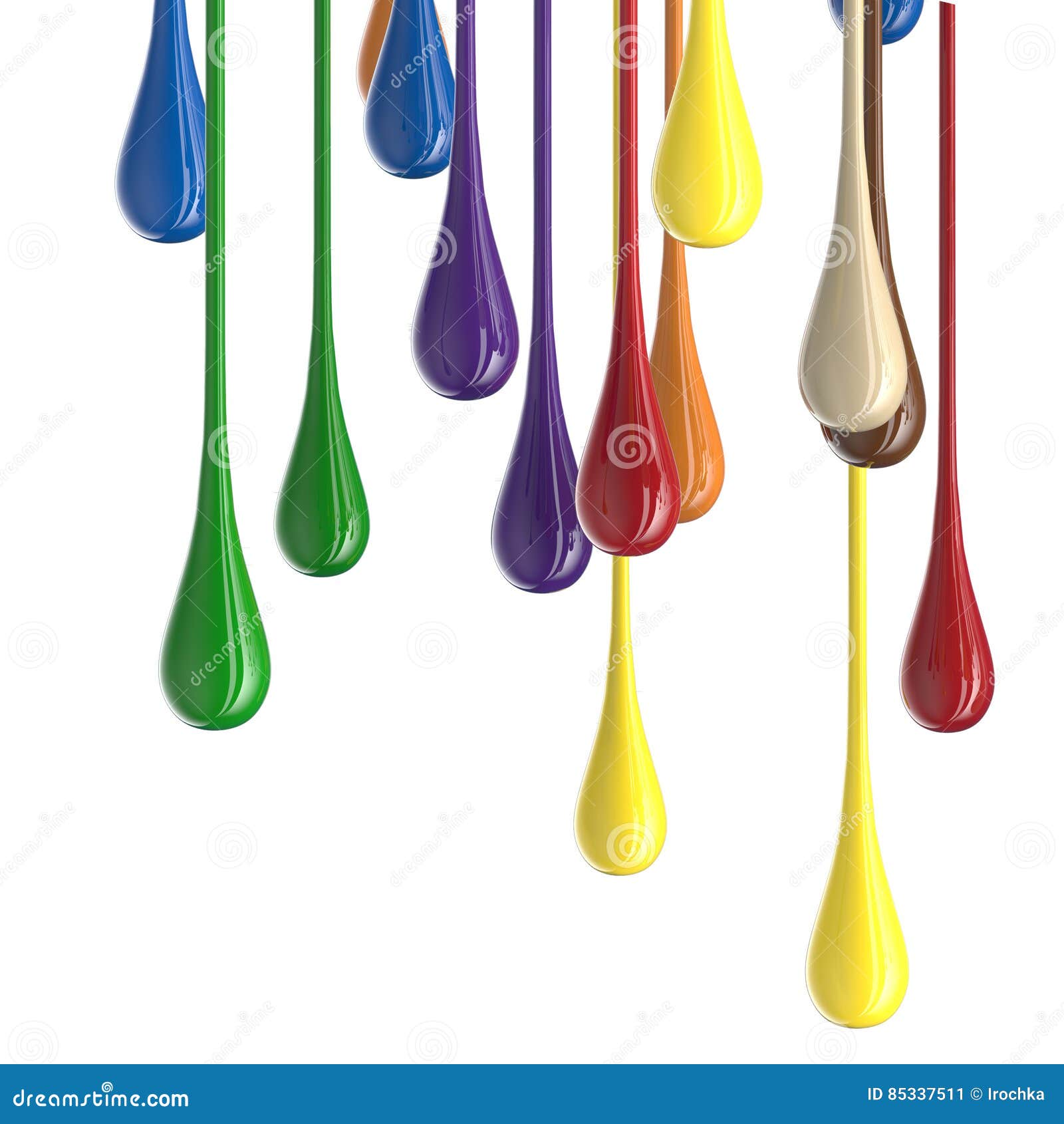 3D Multicolor Colorful Glossy Paint Drop Blobs Stock Illustration ...