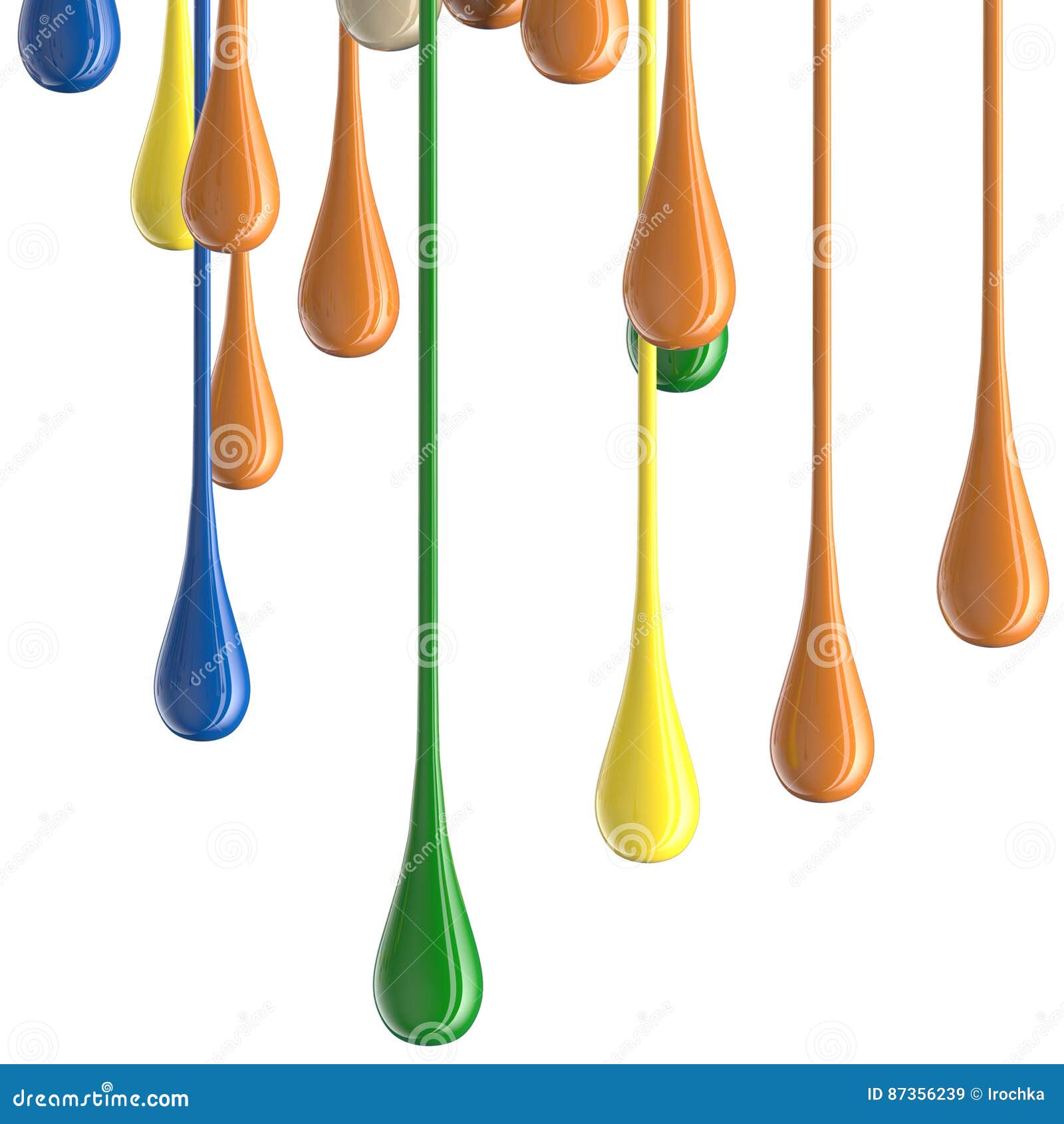 3D Multicolor Colorful Glossy Paint Drop Blobs Stock Illustration ...