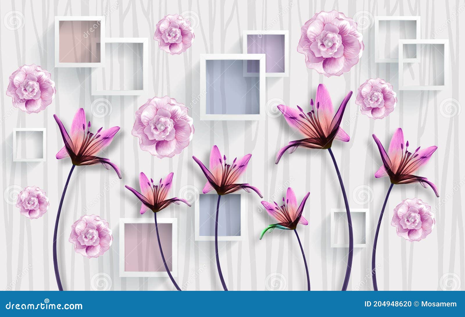 Purple Roses Floral Design Photo Wallpaper Wall Mural Fleece Easy-Install Paper