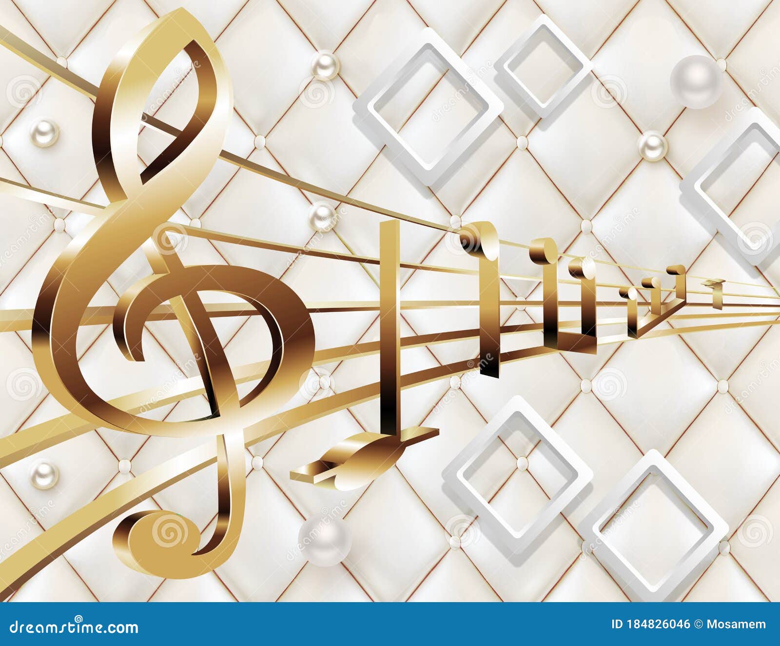 3d Mural Wallpaper in Beige Background 3d Illustration of Musical Notes and  Musical Signs of Abstract Music  and Melody Stock Illustration -  Illustration of banner, song: 184826046