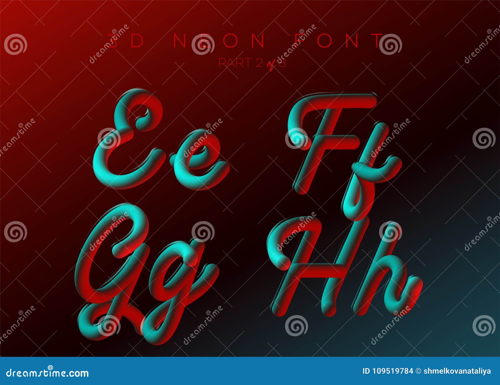 3d neon led font. liquid matte rounded type. neon bubble typeset