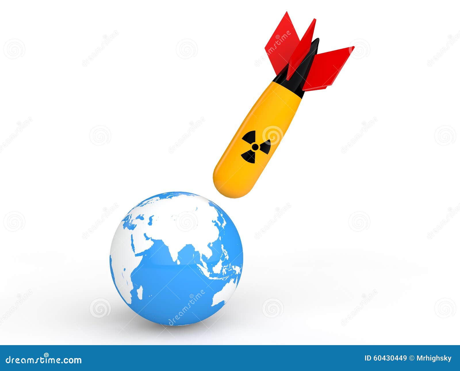3d Nuclear Bomb Hitting Earth Globe Stock Illustration Illustration
