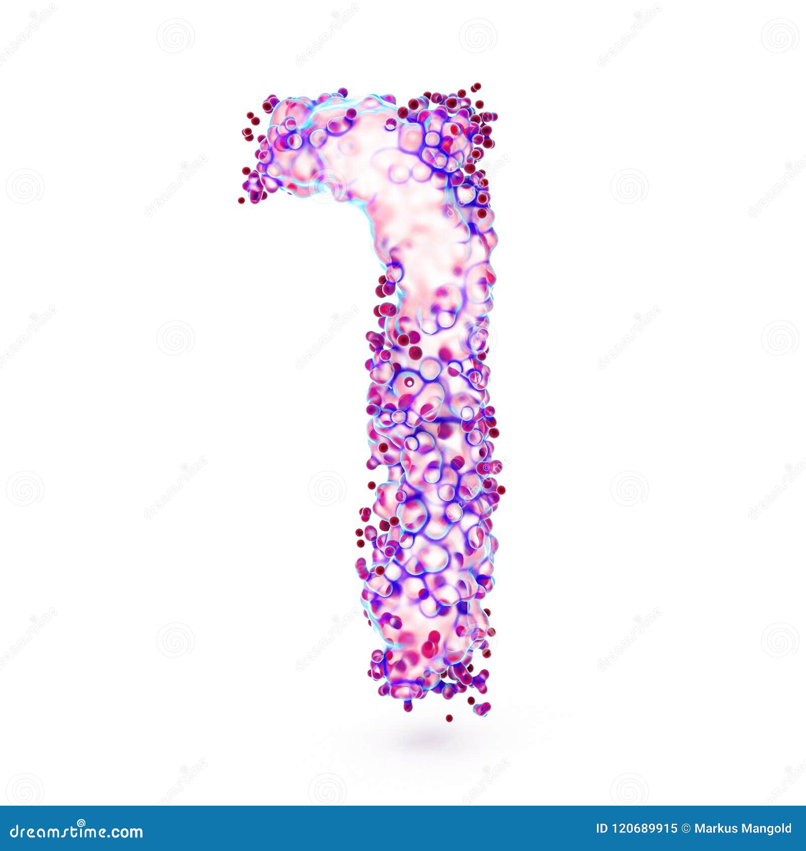 3d number 1 with abstract biological texture