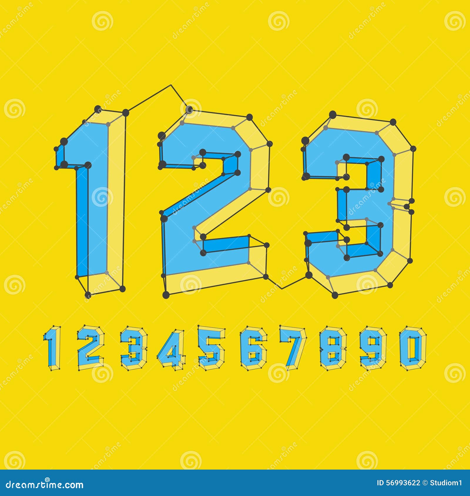 3D numbers 1234567890 on white background ilustração do Stock