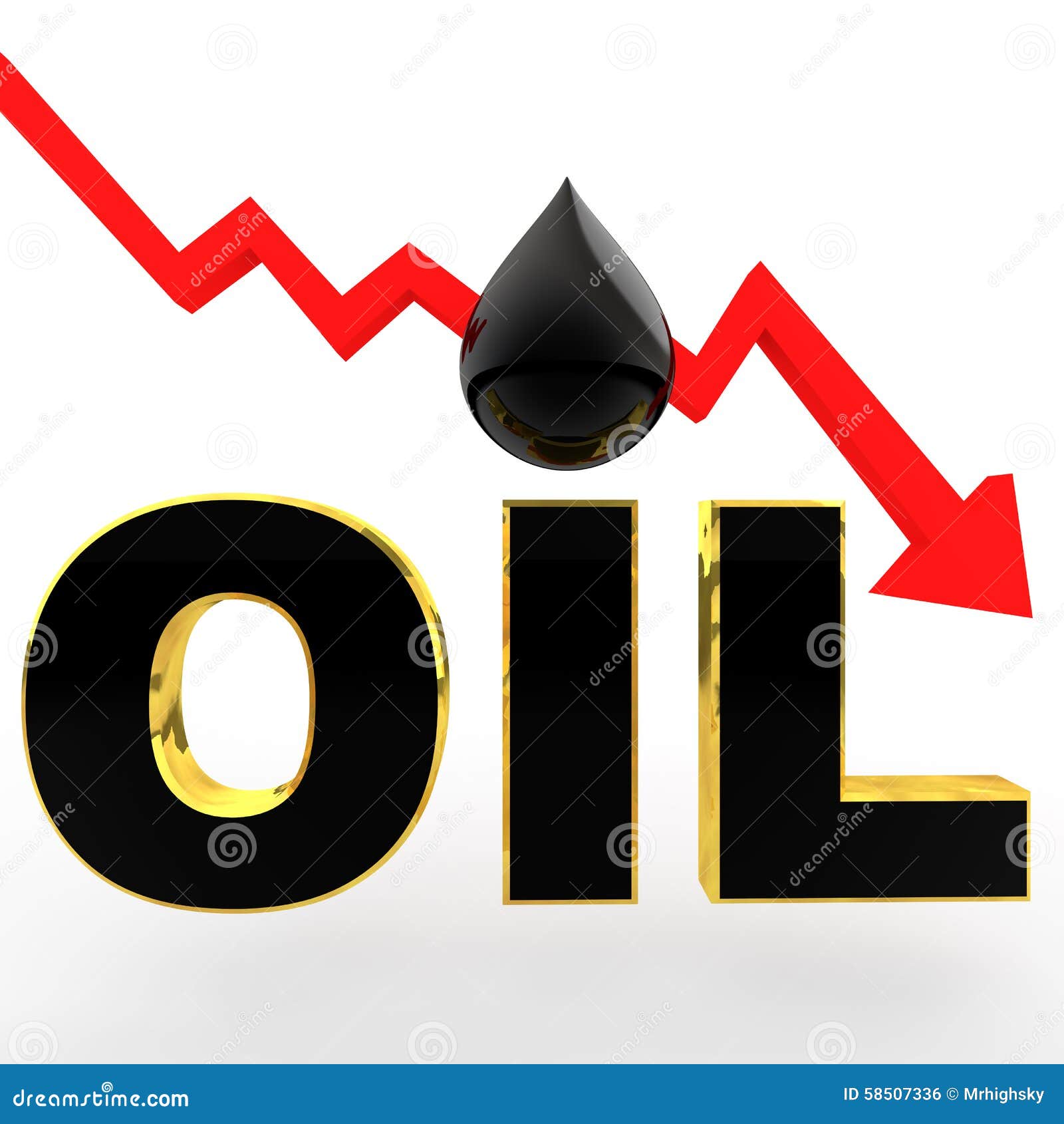 3d oil price drop concept stock illustration. Illustration of isolated 58507336