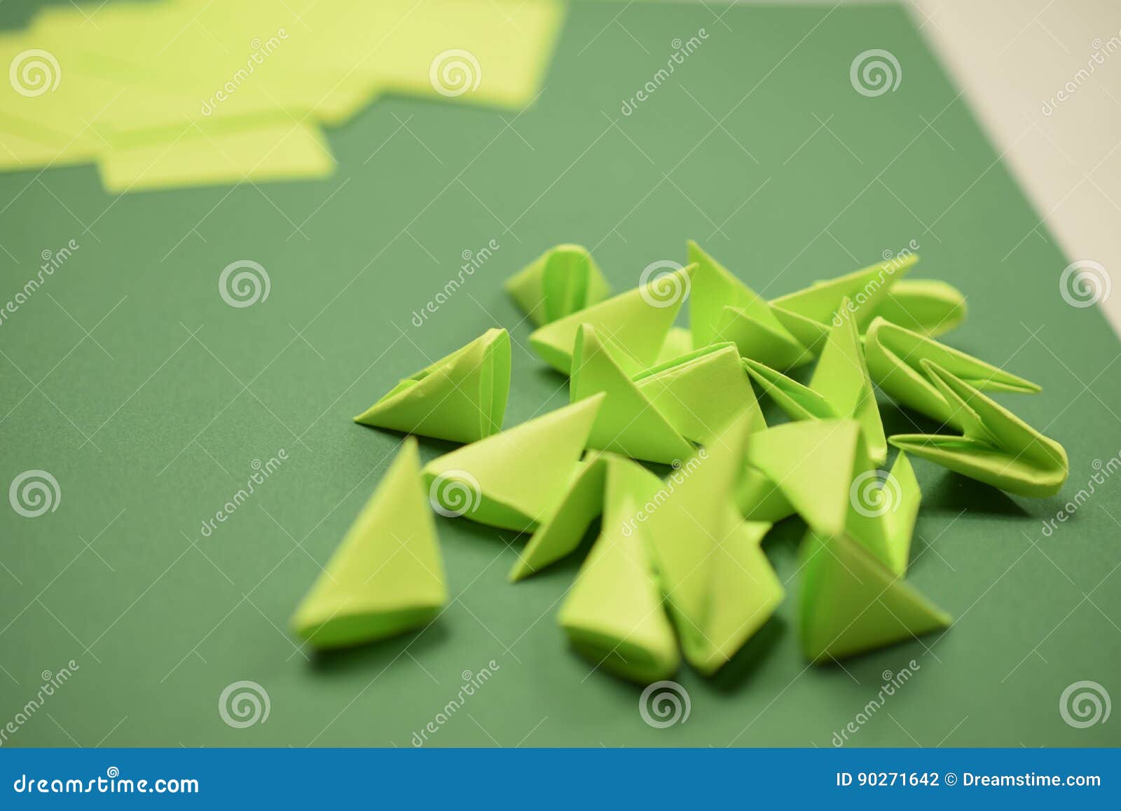 3D origami green modules stock photo. Image of green 90271642