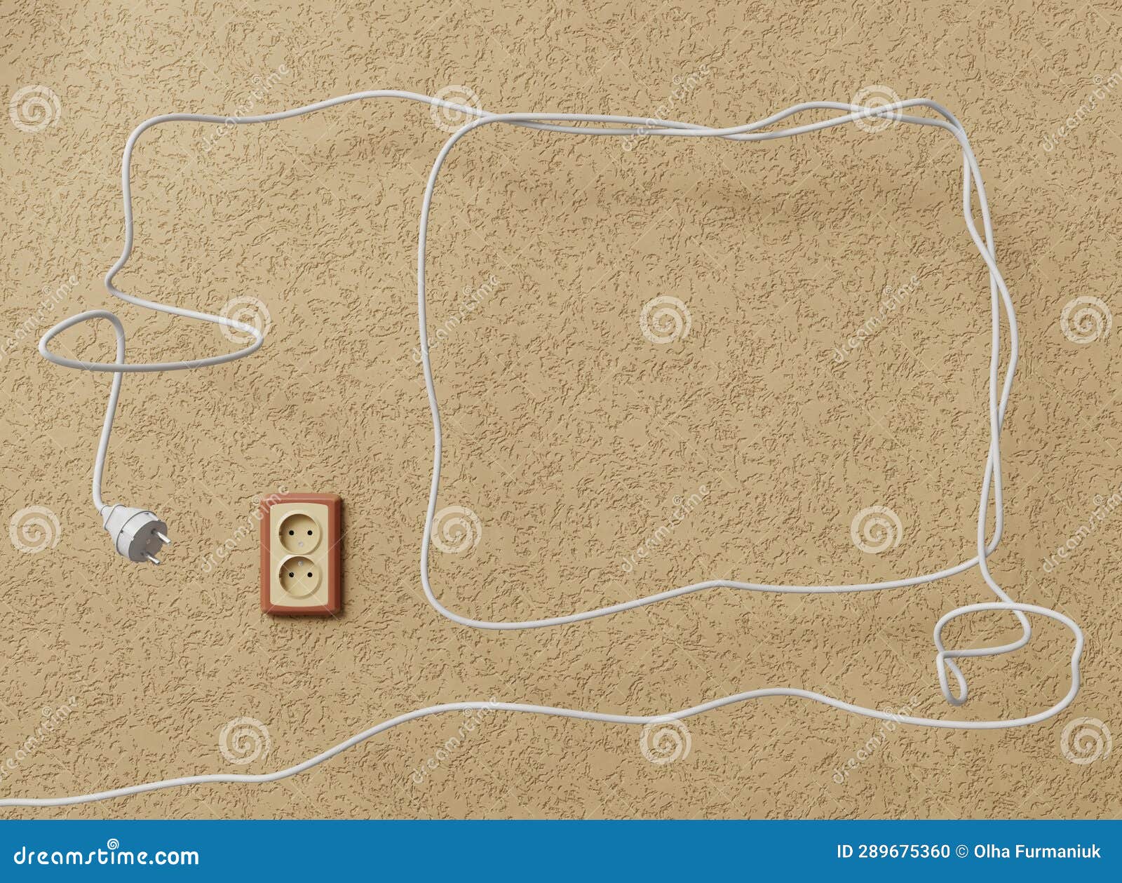 3D Outlets with Plug, Energy Power Consumption Concept.Plastic Double