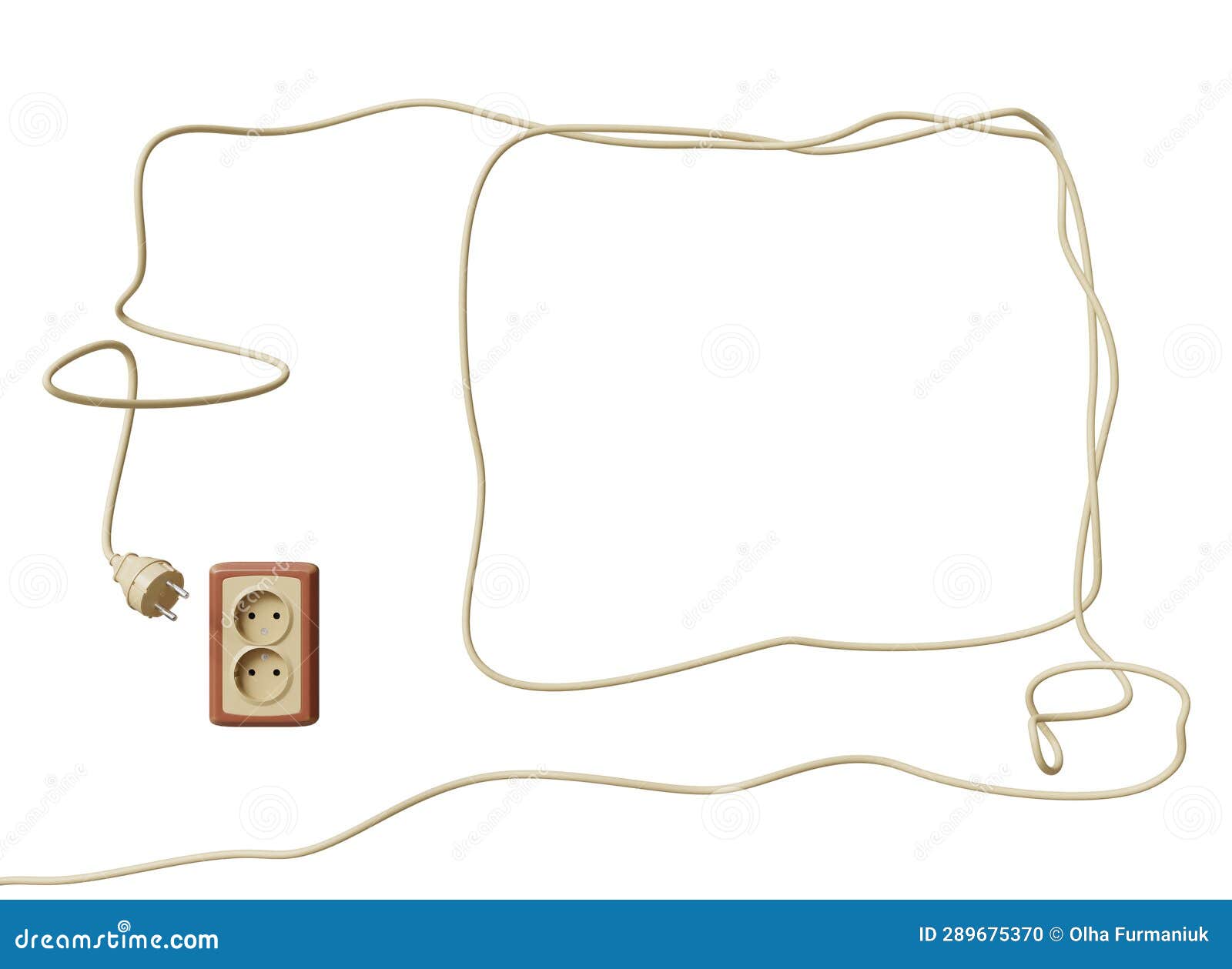 3D Outlets with Plug, Energy Power Consumption Concept.Plastic Double