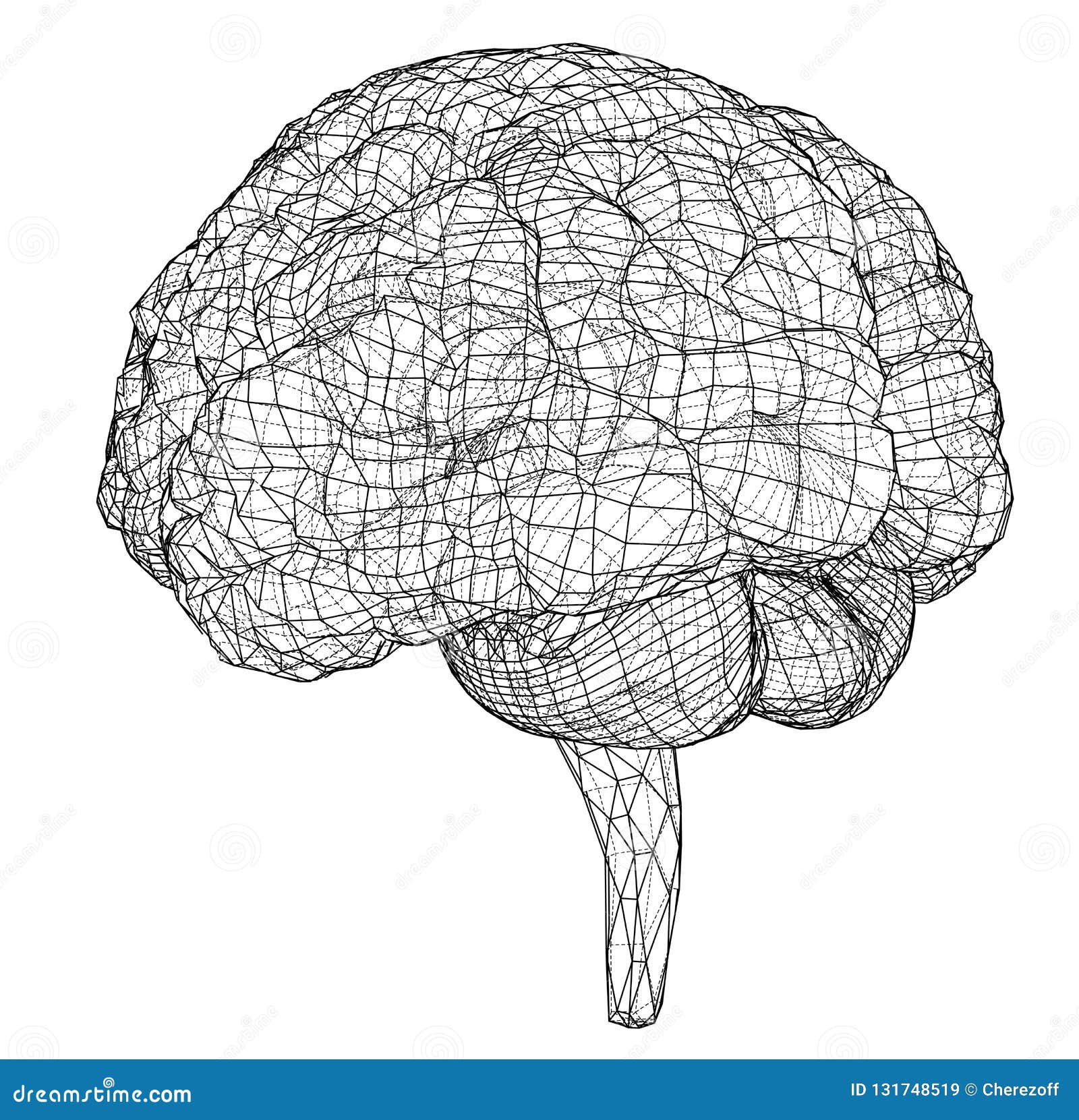 Download 3D Outline Brain. Vector Rendering Of 3d Stock Vector ...