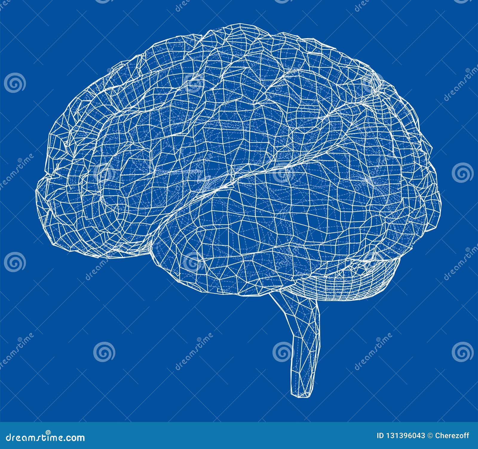 3D Outline Brain. Vector Rendering Of 3d Stock Vector ...